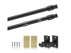 Bestlivings Cafehausstangen Schwarz 125 bis 225 cm & Klemmträger