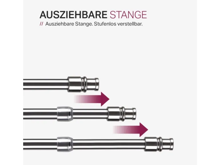 Bestlivings Cafehausstangen Glänzend Silber 125 bis 225 cm & Klemmträger