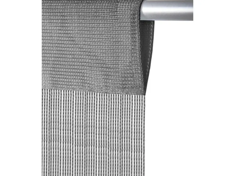 Bestlivings Fadengardine Vorhang für Wohnwagen Anthrazit Plus Gardinenstange 56 cm x 185 cm