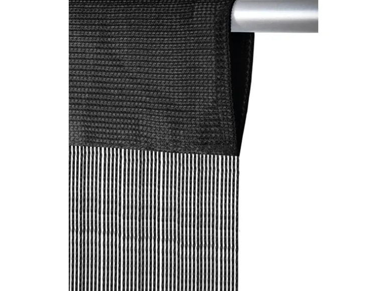 Bestlivings Fadengardine Vorhang für Wohnwagen Schwarz Plus Gardinenstange 56 cm x 185 cm