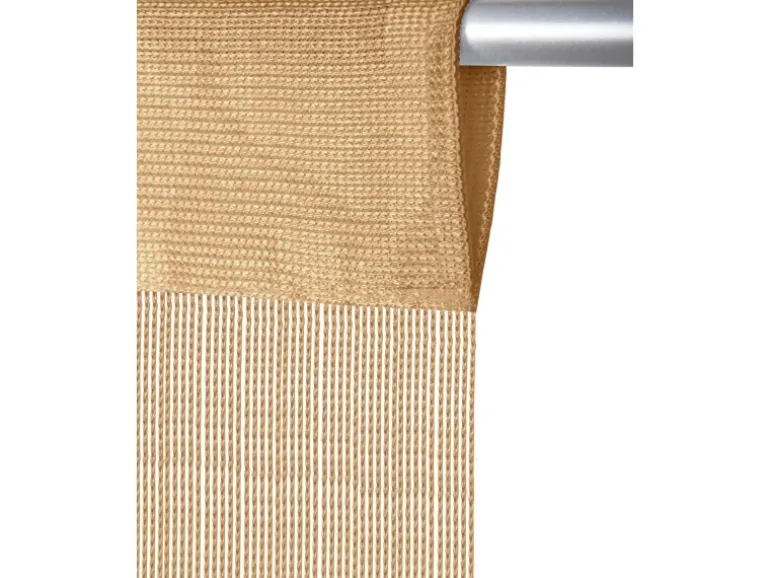 Bestlivings Fadengardine Vorhang für Wohnwagen Gold Plus Gardinenstange 56 cm x 185 cm