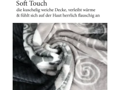 Bestlivings Flanell Kuscheldecke Soft Touch 130 x 170 Bella Casa Hellgrau Ranke