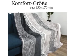 Bestlivings Flanell Kuscheldecke Soft Touch 130 x 170 Bella Casa Hellgrau Ornament