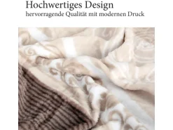 Bestlivings Flanell Kuscheldecke Soft Touch 130 x 170 Bella Casa Beige Ornament