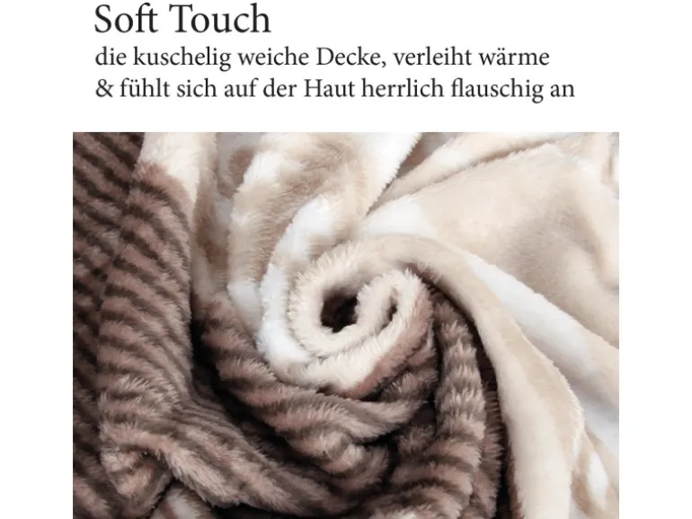 Bestlivings Flanell Kuscheldecke Soft Touch 130 x 170 Bella Casa Beige Ornament
