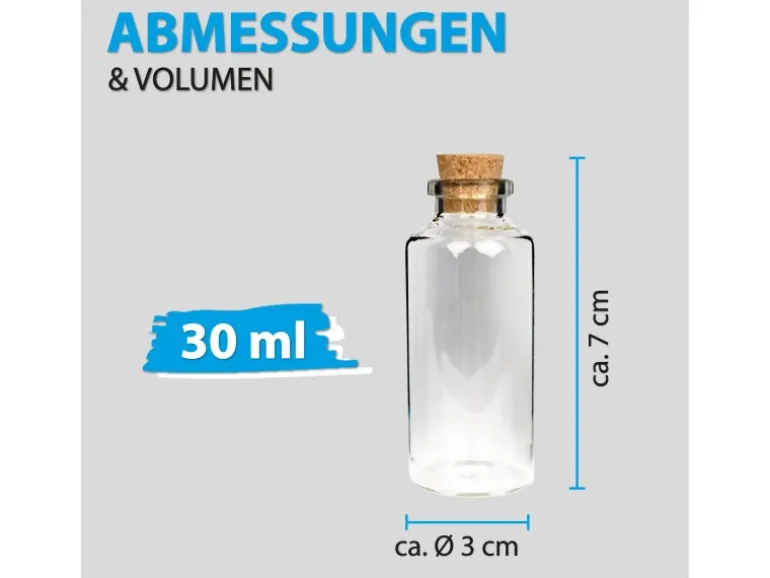 Bestlivings Fläschchen Glas mit Korken 30ml 12er Pack