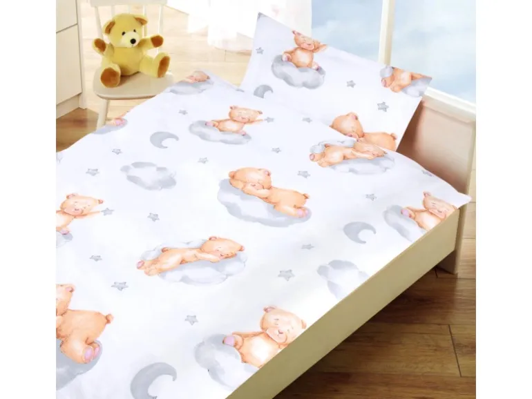 Bestlivings Kinder Bettwäsche 100 x 135 cm & 40 x 60 cm - Bärchen Wolke