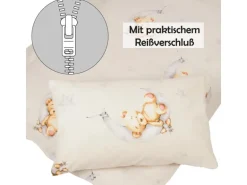 Bestlivings Kinder Bettwäsche 100 x 135 cm & 40 x 60 cm - Bärchen Beige