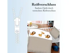 Bestlivings Kinder Bettwäsche 100 x 135 cm & 40 x 60 cm - Löwe & Giraffe
