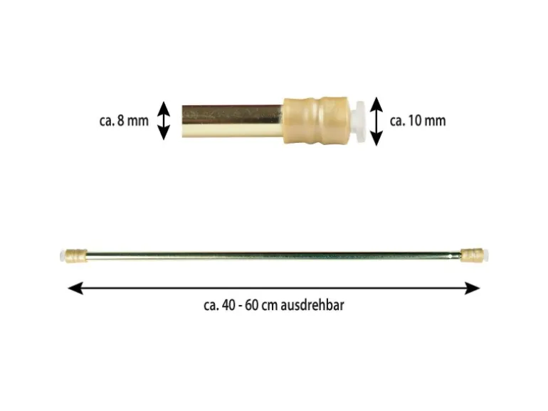 Bestlivings Klemmstange mit Schraubtechnik Glänzend Gold 40 bis 60 cm
