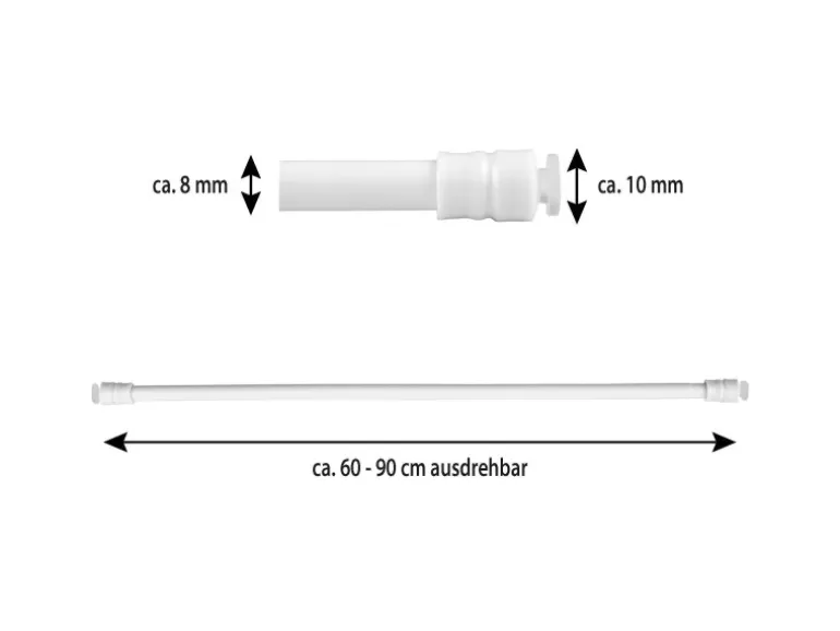 Bestlivings Klemmstangen mit Schraubtechnik Weiß 60 bis 90 cm 2er Pack