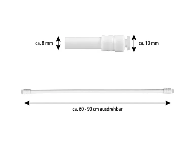 Bestlivings Klemmstangen mit Schraubtechnik Weiß 60 bis 90 cm 4er Pack
