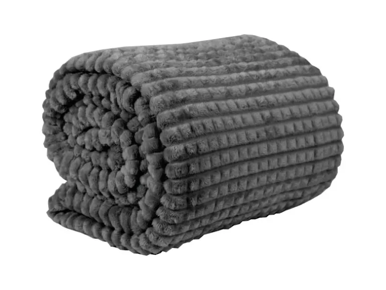 Bestlivings Kuscheldecke-Kissen Set Jacquard-Flannel Anthrazit 150 x 200 cm