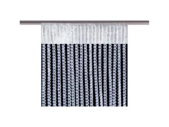 Bestlivings Metallic Fadenvorhang Trennvorhang Gardine 90 cm x 250 cm Weiß Stangendurchzug