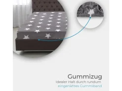 Bestlivings Spannbettlaken Cashmere Touch - 100 x 200 cm Anthrazit Sterne
