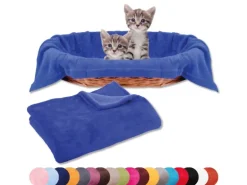 Bestlivings Tierdecke Katzendecke Mikrofaser 60 x 80 cm Blau