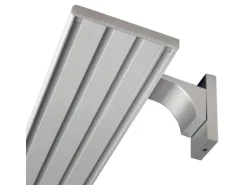 Bestlivings Vorhangschiene 210 cm Aluminium inkl. Wandträger Silber 4 Lauf / 90 cm & 120 cm