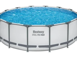 Bestway Stahlrahmen-Pool Set Steel Pro Max Frame EU Ø 427 x 122cm Rund Lichtgrau