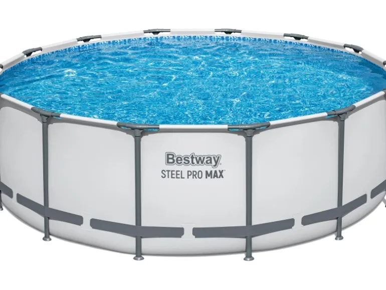 Bestway Stahlrahmen-Pool Set Steel Pro Max Frame EU Ø 427 x 122cm Rund Lichtgrau