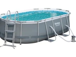 Bestway Stahlrahmen-Pool Set Steel Pro Max Frame GS 427 x 250 x 100 cm Oval Grau