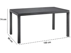 BICA Lido Wetterfestes Balkonset 7-tlg. mit 6 Sessel inkl. Sitzkissen und Tisch Houston Graphit