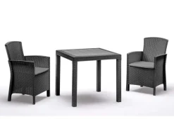 BICA Lido Wetterfestes Balkonset 3-tlg. mit 2 Sessel inkl. Sitzkissen und Tisch Dallas Graphit