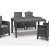 BICA Lido Wetterfestes Balkonset 5-tlg. mit 4 Sessel inkl. Sitzkissen und Tisch Houston Graphit