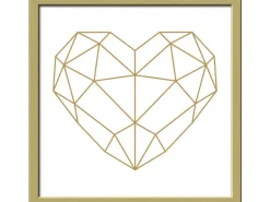Bild mit Rahmen Anonymus Golden Polygon Heart 32,5 cm x 32,5 cm
