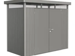 Biohort Metall-Gerätehaus HighLine Quarzgrau-Metallic 3,5 m² Doppeltür