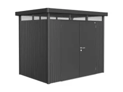Biohort Metall-Gerätehaus HighLine Dunkelgrau-Metallic 4,6 m² Doppeltür