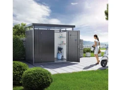 Biohort Metall-Gerätehaus HighLine Dunkelgrau-Metallic 4,6 m² Doppeltür