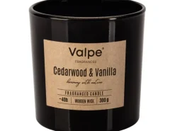 Bispol Valpe Duftkerze mit Holzdocht Zedernholz & Vanille 10 cm
