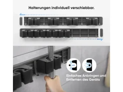 Björn&Schiller Gerätehalter Wandhalterung Aluminium 4 Besenhalter 5 Haken bis 10 kg
