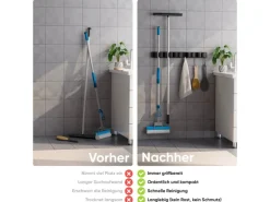 Björn&Schiller Gerätehalter Wandhalterung Aluminium 4 Besenhalter 5 Haken bis 10 kg