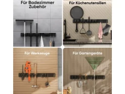 Björn&Schiller Gerätehalter Wandhalterung Aluminium 4 Besenhalter 5 Haken bis 10 kg