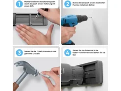Björn&Schiller Gerätehalter Wandhalterung Aluminium 4 Besenhalter 5 Haken bis 10 kg