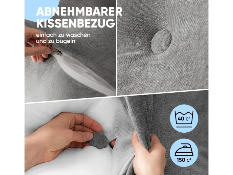 Björn&Schiller Rückenkissen Grau 160 cm mit Waschbarem Bezug