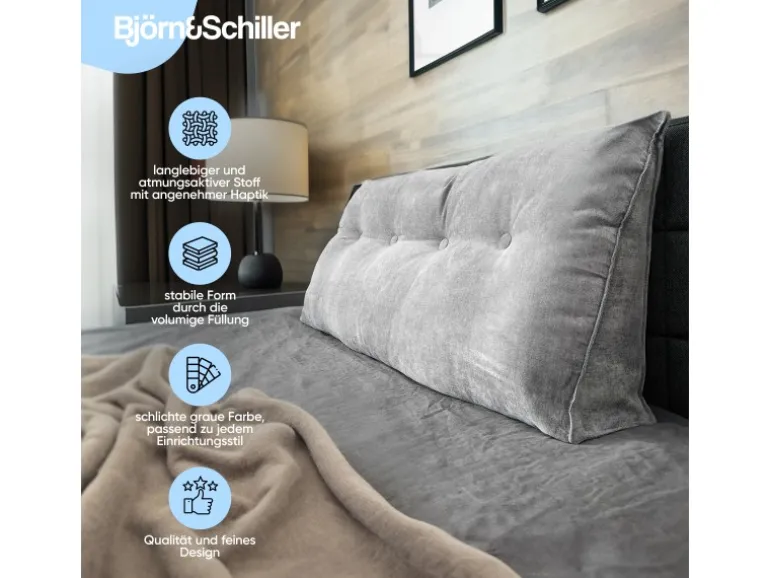 Björn&Schiller Rückenkissen Grau 160 cm mit Waschbarem Bezug