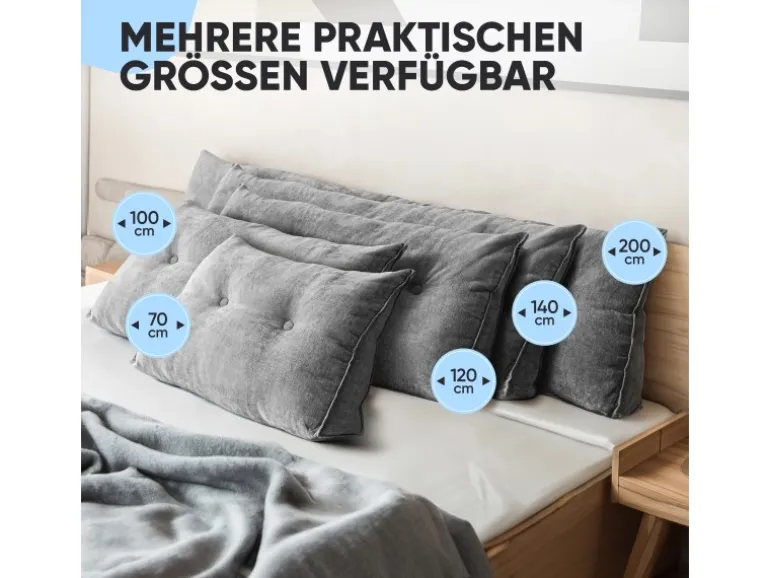 Björn&Schiller Rückenkissen Grau 160 cm mit Waschbarem Bezug