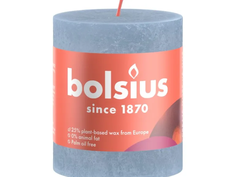 Bolsius Rustik-Kerze Shine Winter Edition Ø 6,8 cm x 8 cm Himmelblau