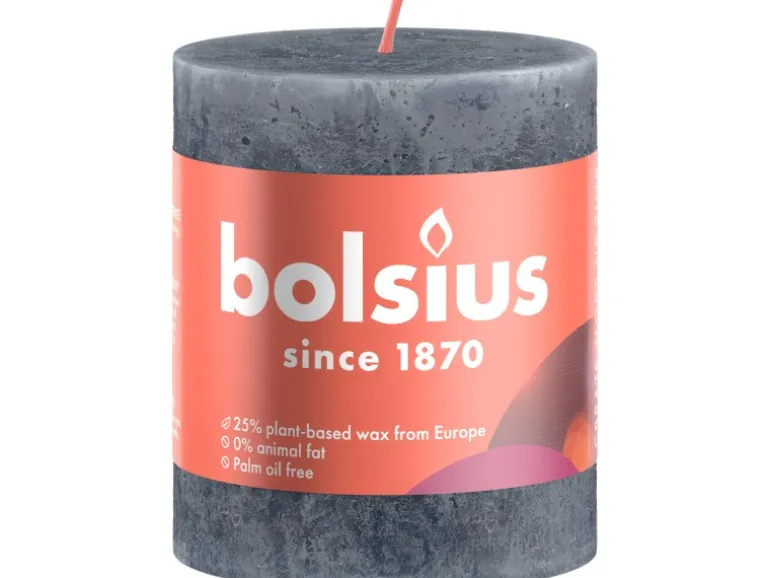 Bolsius Rustik-Kerze Shine Winter Edition Ø 6,8 cm x 8 cm Schieferblau