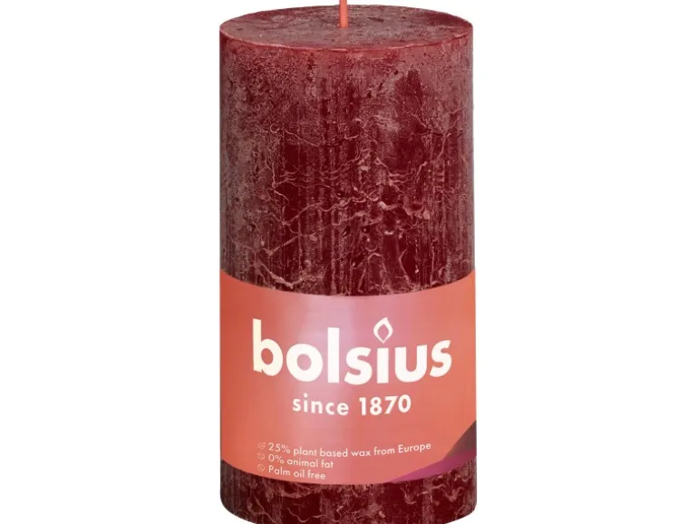 Bolsius Rustik-Kerze Shine XXL Ø 10 cm x 20 cm Samtrot
