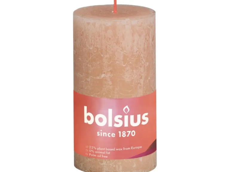 Bolsius Rustik-Kerze Shine XXL Ø 10 cm x 20 cm Nebliges Rosa