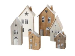 Boltze Deko-Aufsteller Houses 3er Set 2-fach Sortiert Mehrfarbig