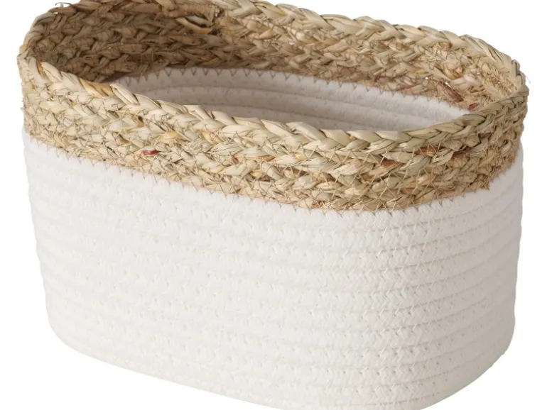 Boltze Deko-Korb Ioana 15 cm x 23 cm x 30 cm Weiß