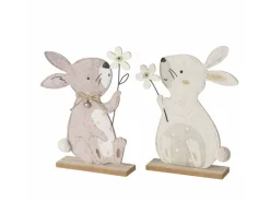 Boltze Figur Bunny 2-fach Sortiert 29,5 cm x 5 cm x 18 cm Beige-Weiß