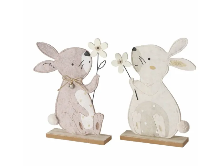 Boltze Figur Bunny 2-fach Sortiert 29,5 cm x 5 cm x 18 cm Beige-Weiß