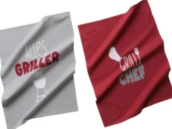 Boltze Geschirrtuch-Set Grillzeit Grau-Rot