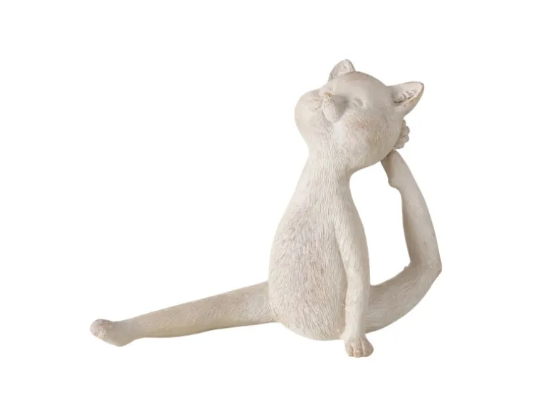 Boltze Home Deko-Figur Yoga Katze 3-fach Sortiert 15 cm x 6 cm x 14,5 cm Beige