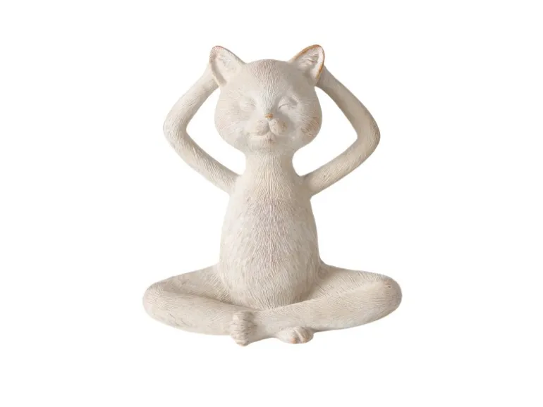 Boltze Home Deko-Figur Yoga Katze 3-fach Sortiert 15 cm x 6 cm x 14,5 cm Beige